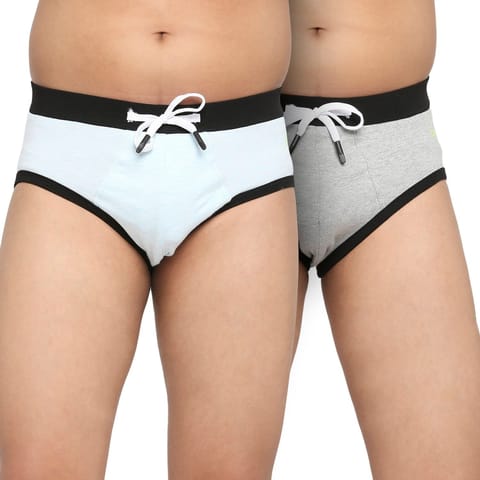 Frenchie Teenagers Cotton Brief Aqua And Light Gray - Pack Of 2