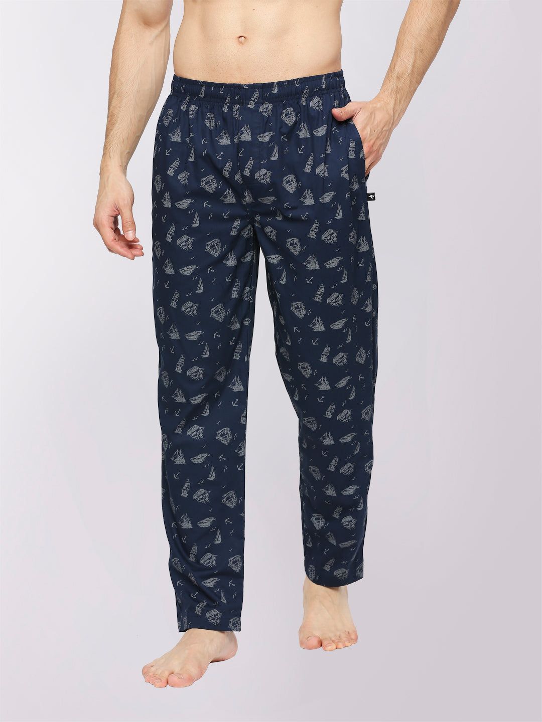 Frenchie Relax Wear Oceanship Navy Blue Printed Pyjama