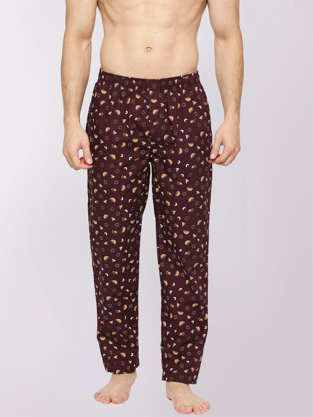 Frenchie Relax Wear Geometric Brown Printed Pyjama