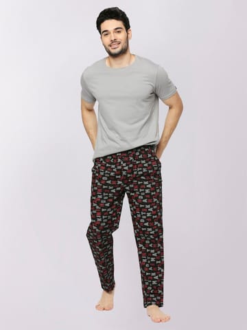 Frenchie Relax Wear Alphabetical Black Printed Pyjama