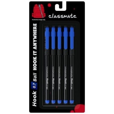 Classmate Hook Ball Pen Pack Of 5 (Blue)