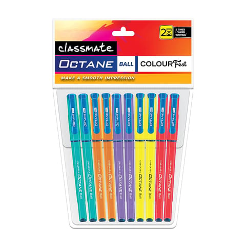 Classmate Octane Colour Fest- Blue Ball Pens (Pack Of 10)