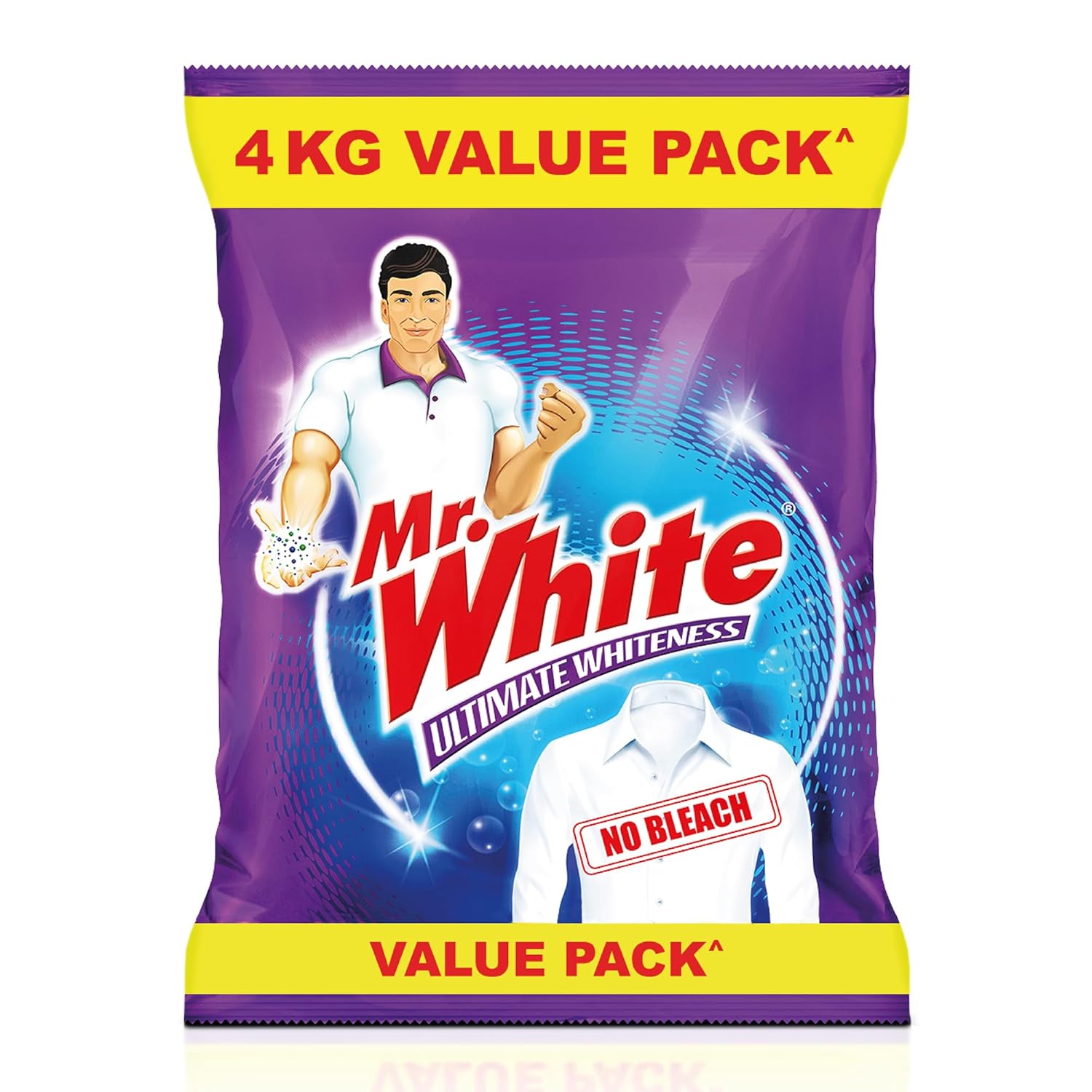 Mr White Detergent Powder 4 Kg | Whiteness Boosters gives Ultimate Whiteness |No Bleach formula keeps coloured clothes bright and Safe | Long lasting Fragrance|Bucket Wash & Top Load Washing Machines