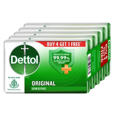 Dettol Original Germ Protection Bathing Soap Bar Kills 99.99% germs 125gm Pack of 4