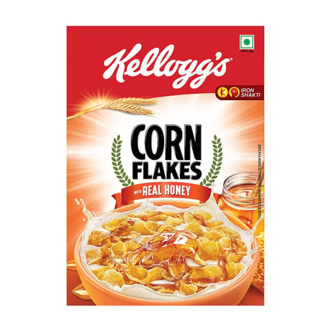 Kellogg's Cornflakes Real, Honey High In Iron, Vitamin B1, B2, B3, B6 & C Naturally Cholesterol Free Corn Flakes, Breakfast Cereal - 300Gm/345Gm