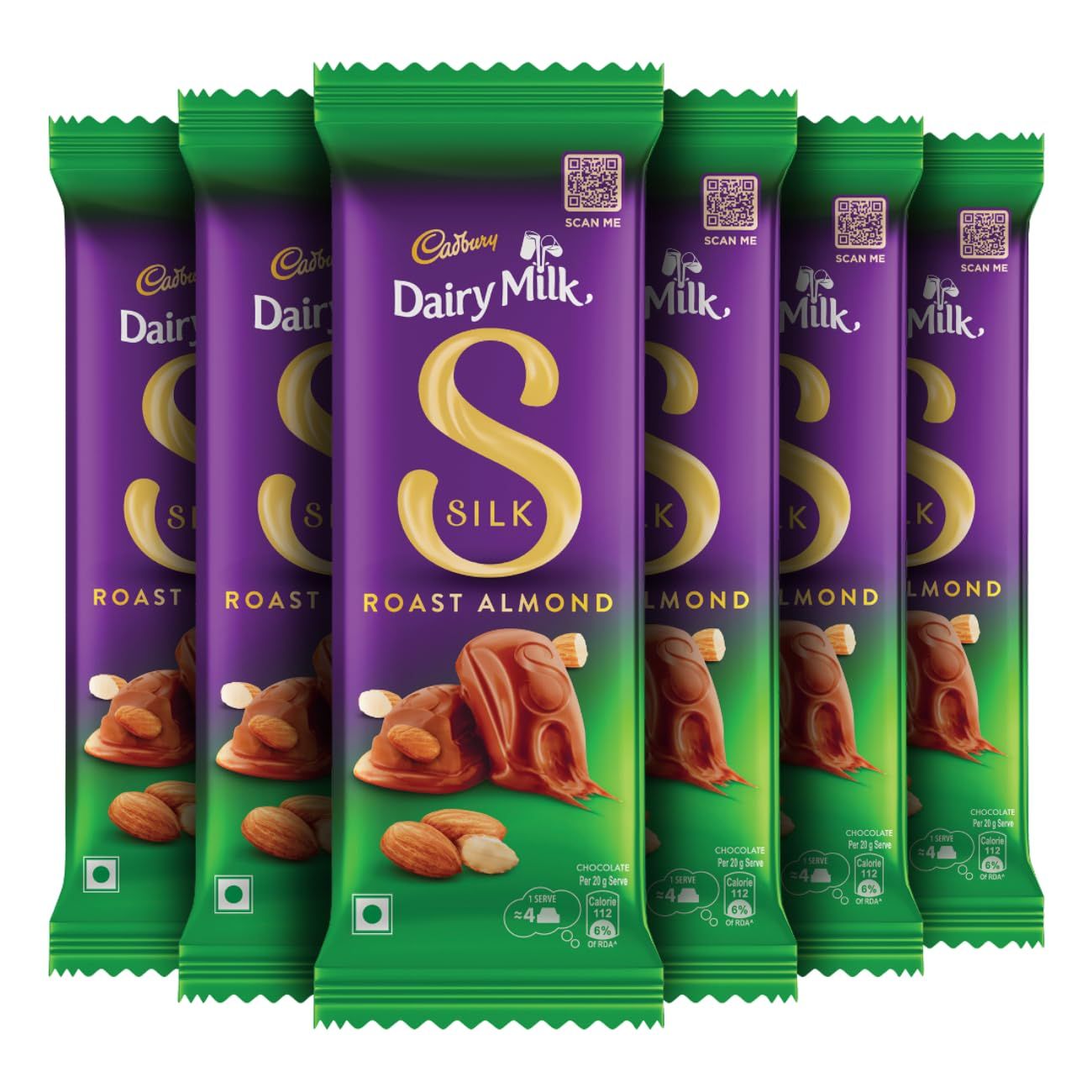 Cadbury Dairy Milk Silk Roast Almond Chocolate Bar, 58 Gram - Pack Of 6