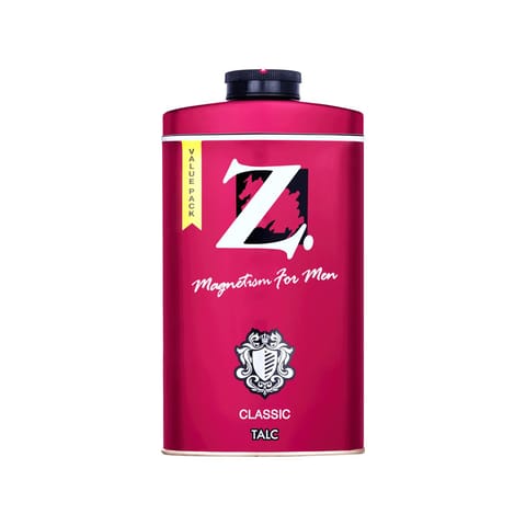 Z magnetism for men Classic Talc, 250g, Woody & Musky Fragrance, Premium Perfumed Talcum Powder for Men, Prevents Odor, Smooth Texture, Long Lasting Freshness, Ideal for All Skin Types