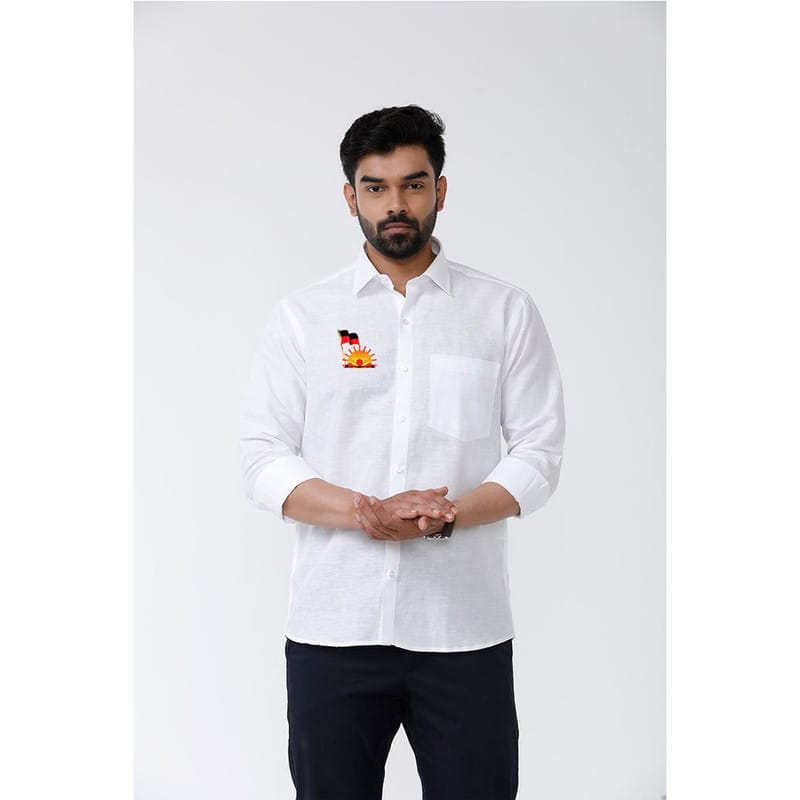 DMK Logo Cotton White Shirt Full Hand