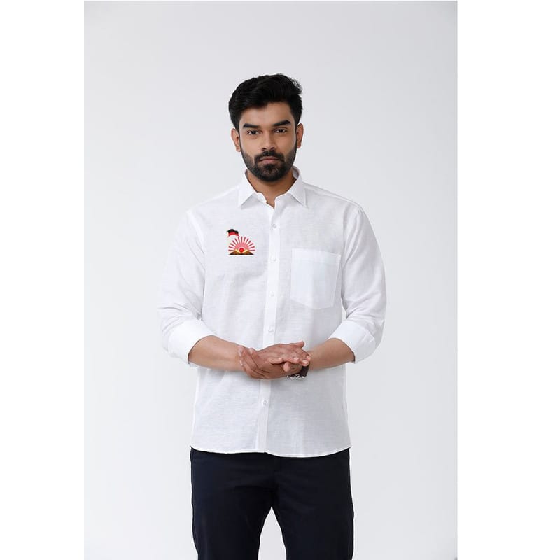 DMK Logo Cotton White Shirt Full Hand