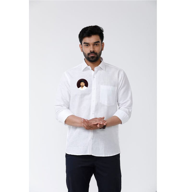 DMK Logo Cotton White Shirt Full Hand