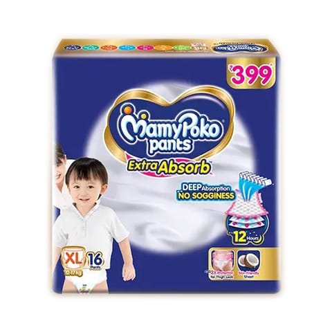 MamyPoko Pants Extra Absorb Baby Diapers - XL 16nos