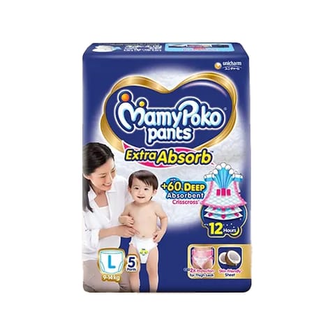 MamyPoko Pants Extra Absorb Baby Diapers - L 5nos