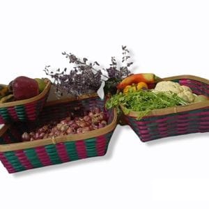 Madurai Bamboo Craft Square Basket 10X10 Inch