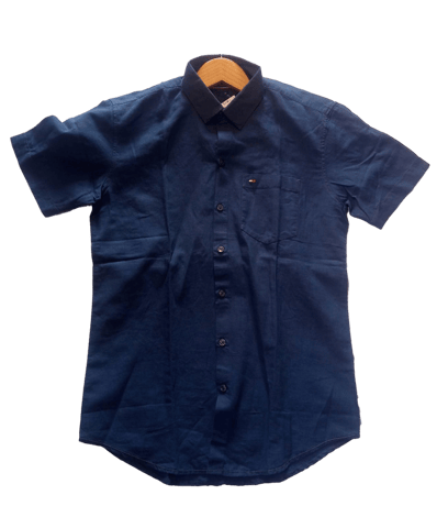 Men Half Sleeve Casual Navy Blue