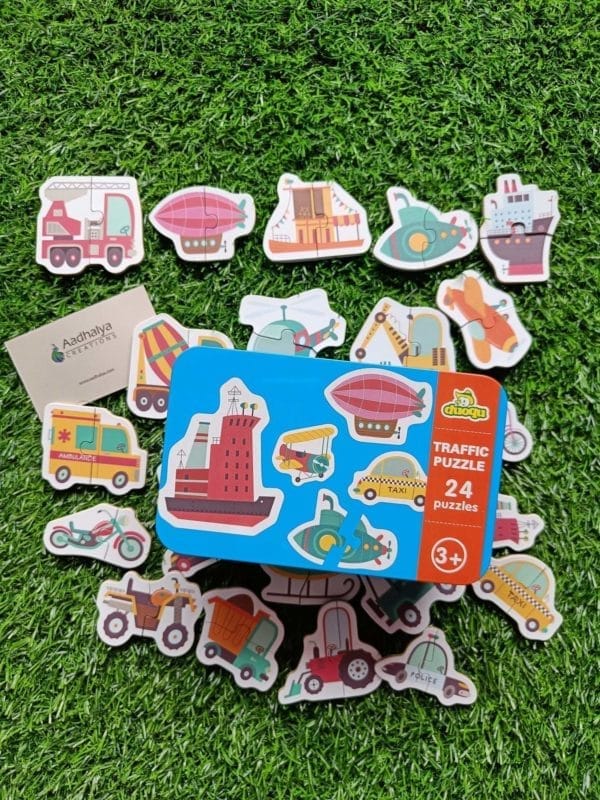 Wooden 2 Piece Puzzles Transport Theme (24 Set Of Puzzles )