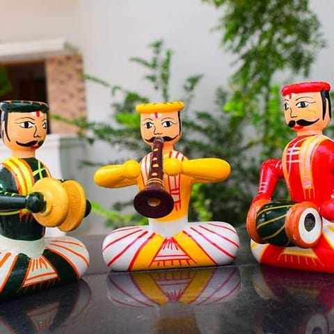 Wooden Rajasthani Musicians Pack Of 3