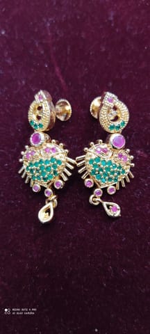 Copper Gold Plated Ruby Earrings For Women & Girls