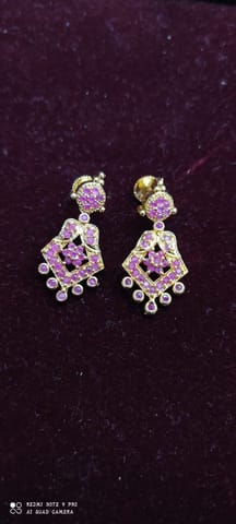 Copper Gold Plated Ruby Earrings For Women & Girls