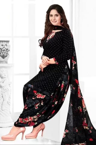 Unstitched Crepe Salwar Suit Material Printed