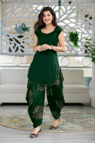 Fashionable Women wear Rayon Short Kurti with Patiala