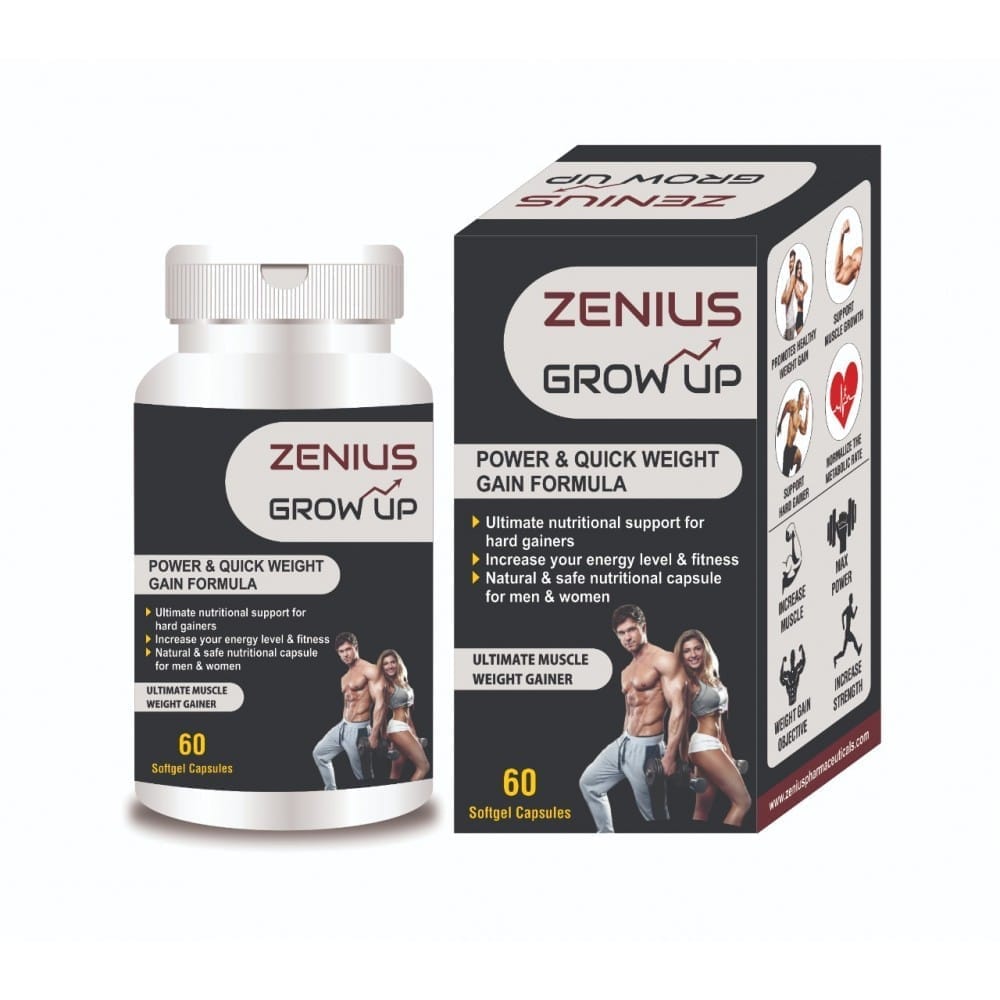 Zenius Grow Up Capsule for Weight Gain Medicine | Weight Gainer | Health Supplements (60 Capsules)