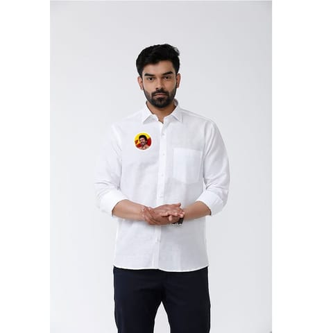 TVK Logo Cotton White Shirt Full Hand