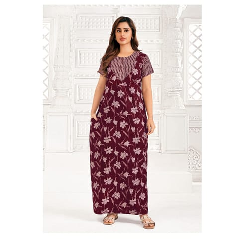 Pranjul Cotton Printed Nighty With Side Pocket - 945