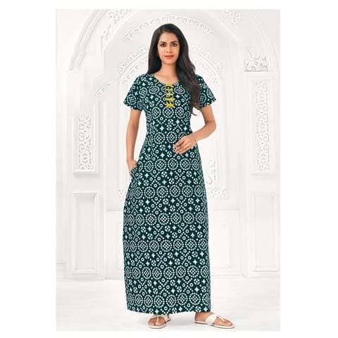 Pranjul Cotton Printed Nighty With Side Pocket - 950