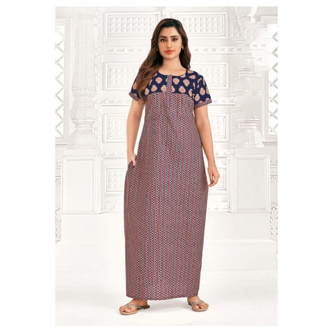 Pranjul Cotton Printed Nighty With Side Pocket - 969