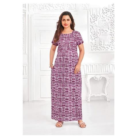 Pranjul Cotton Printed Nighty With Side Pocket - 1006